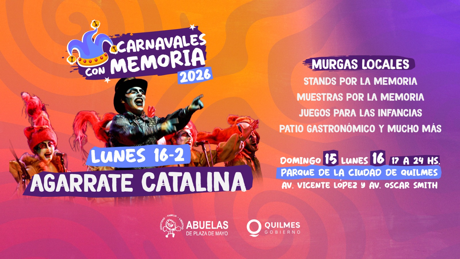 LLEGAN A QUILMES LOS “CARNAVALES CON MEMORIA” CON ENTRADA LIBRE Y GRATUITA