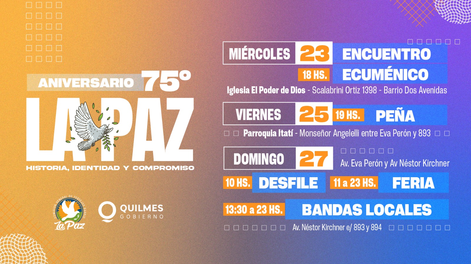 SE VIENE EL 75º ANIVERSARIO DE LA PAZ, CON DESFILES, FERIAS Y MUSICA